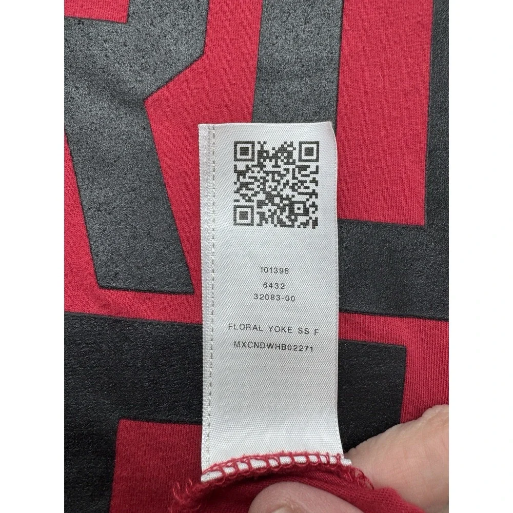 True Religion Shirt Mens 2XL Red Floral Yoke Block Logo Short Sleeve Tee